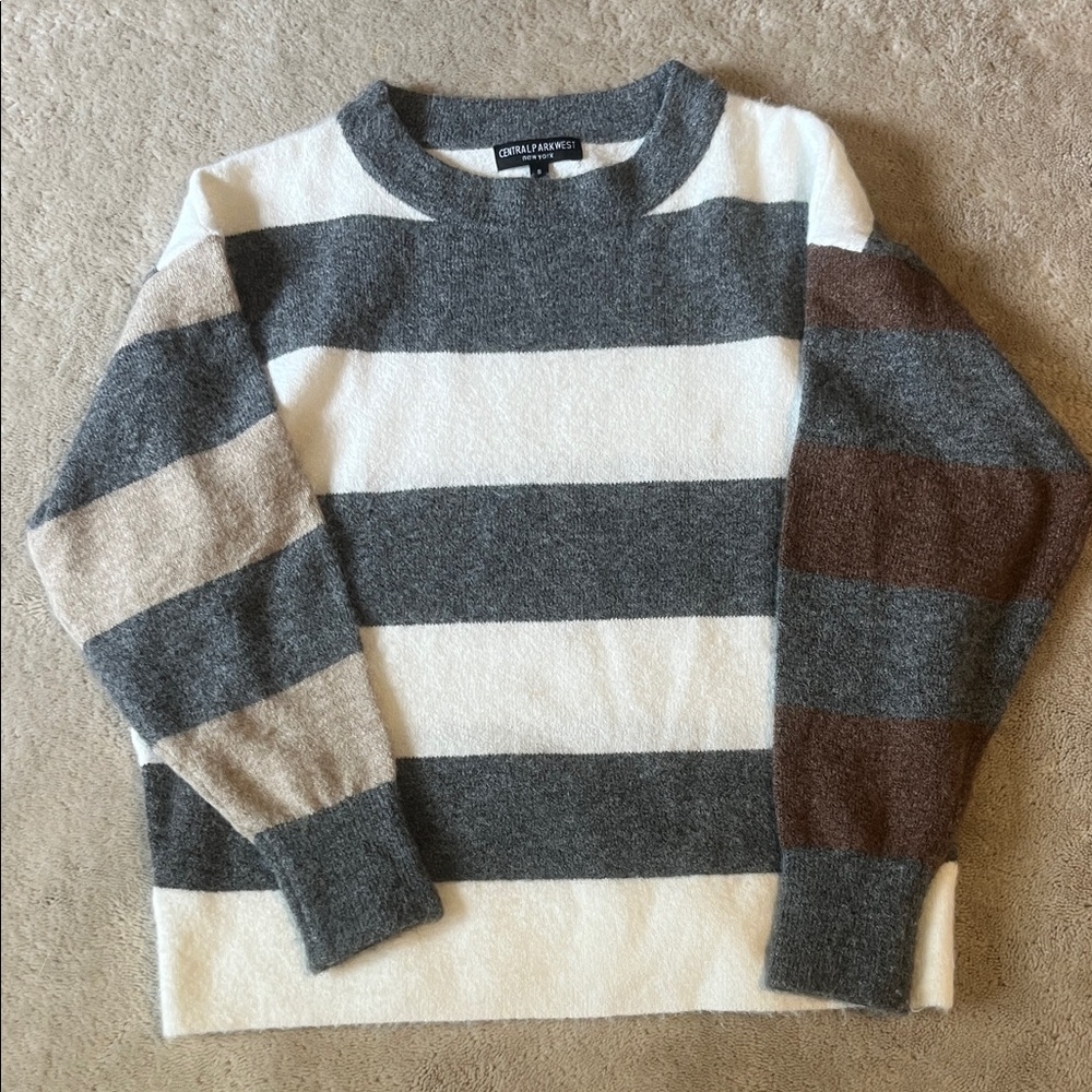 Like new Central Park West Striped Gray and Brown Sweater